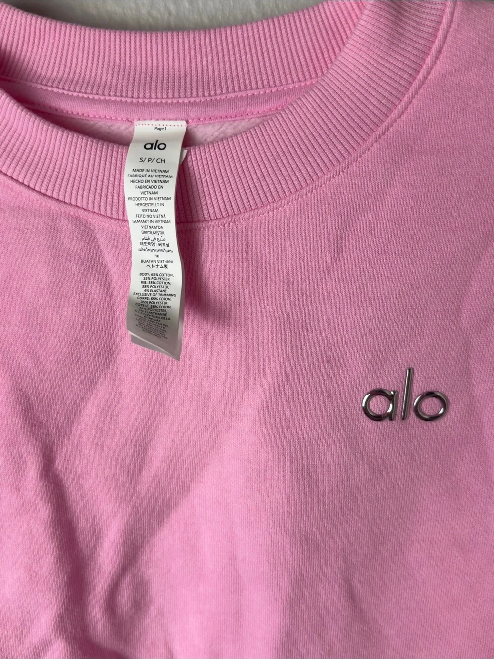 Alo Cropped Accolade Crewneck Sweet Pink